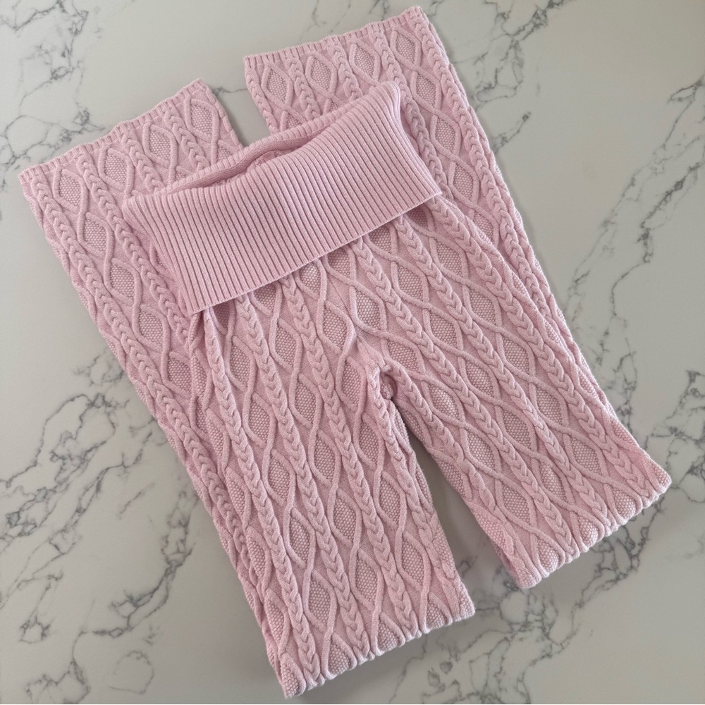 Skims Snow Bunny Knit Foldover Pants - Baby Pink - Size Medium